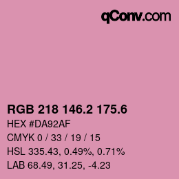 カラーコード: RGB 218 146.2 175.6 | qconv.com