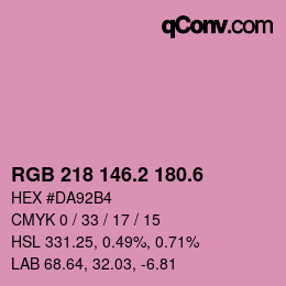 カラーコード: RGB 218 146.2 180.6 | qconv.com