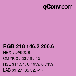 カラーコード: RGB 218 146.2 200.6 | qconv.com