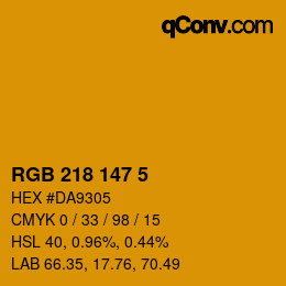 カラーコード: RGB 218 147 5 | qconv.com