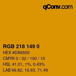 Color code: RGB 218 149 0 | qconv.com