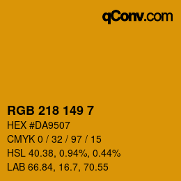 Color code: RGB 218 149 7 | qconv.com