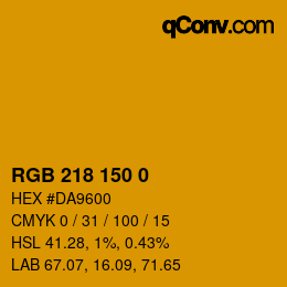 Color code: RGB 218 150 0 | qconv.com