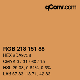 Color code: RGB 218 151 88 | qconv.com