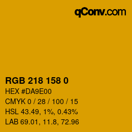 Color code: RGB 218 158 0 | qconv.com