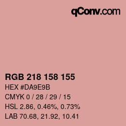 カラーコード: RGB 218 158 155 | qconv.com