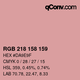 カラーコード: RGB 218 158 159 | qconv.com