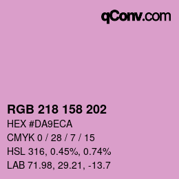 Color code: RGB 218 158 202 | qconv.com