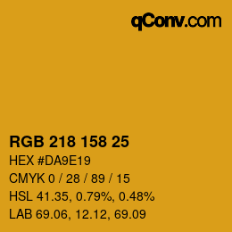 カラーコード: RGB 218 158 25 | qconv.com