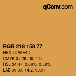 カラーコード: RGB 218 158 77 | qconv.com