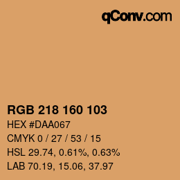 Color code: RGB 218 160 103 | qconv.com