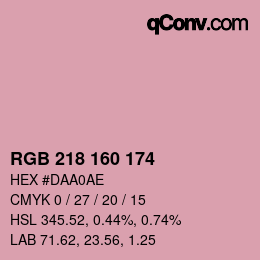 カラーコード: RGB 218 160 174 | qconv.com