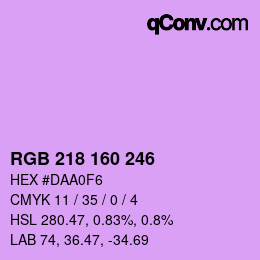Farbcode: RGB 218 160 246 | qconv.com