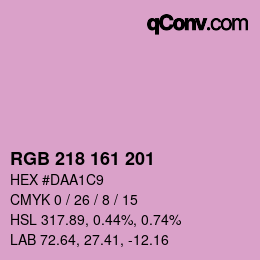 Color code: RGB 218 161 201 | qconv.com