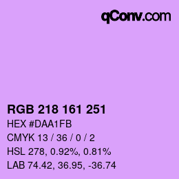 Color code: RGB 218 161 251 | qconv.com