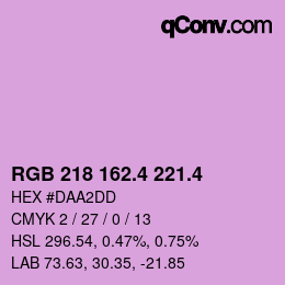 カラーコード: RGB 218 162.4 221.4 | qconv.com