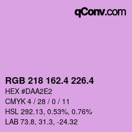 カラーコード: RGB 218 162.4 226.4 | qconv.com