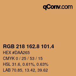 カラーコード: RGB 218 162.8 101.4 | qconv.com