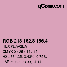 カラーコード: RGB 218 162.8 186.4 | qconv.com