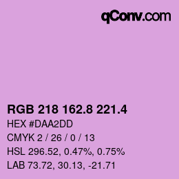 カラーコード: RGB 218 162.8 221.4 | qconv.com
