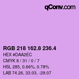 カラーコード: RGB 218 162.8 236.4 | qconv.com