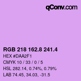 カラーコード: RGB 218 162.8 241.4 | qconv.com