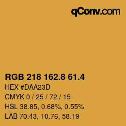 カラーコード: RGB 218 162.8 61.4 | qconv.com