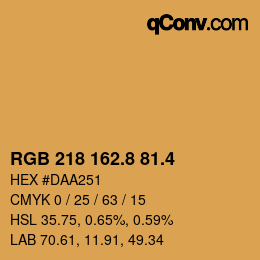 カラーコード: RGB 218 162.8 81.4 | qconv.com