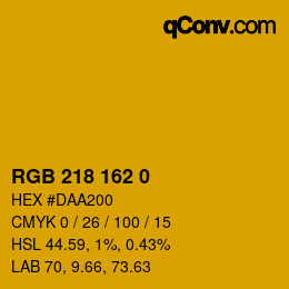 Color code: RGB 218 162 0 | qconv.com