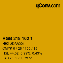 Color code: RGB 218 162 1 | qconv.com