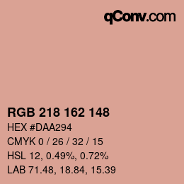 颜色代码: RGB 218 162 148 | qconv.com