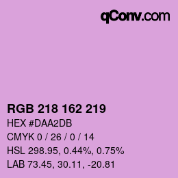 カラーコード: RGB 218 162 219 | qconv.com