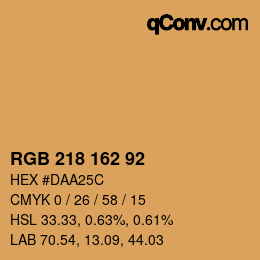 カラーコード: RGB 218 162 92 | qconv.com