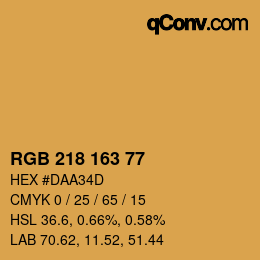 颜色代码: RGB 218 163 77 | qconv.com