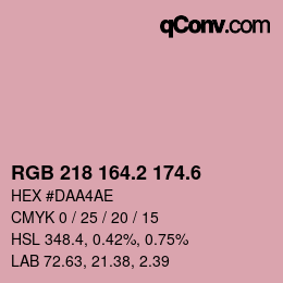カラーコード: RGB 218 164.2 174.6 | qconv.com