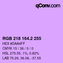 カラーコード: RGB 218 164.2 255 | qconv.com