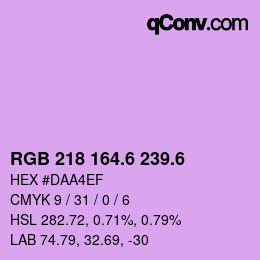 カラーコード: RGB 218 164.6 239.6 | qconv.com