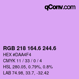 カラーコード: RGB 218 164.6 244.6 | qconv.com