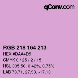 Color code: RGB 218 164 213 | qconv.com