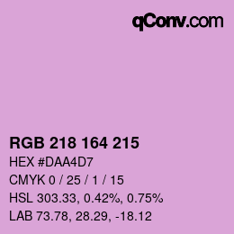 Color code: RGB 218 164 215 | qconv.com