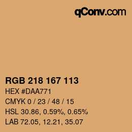 Color code: RGB 218 167 113 | qconv.com