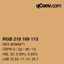 Color code: RGB 218 169 113 | qconv.com