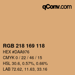 颜色代码: RGB 218 169 118 | qconv.com