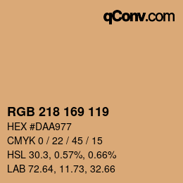 カラーコード: RGB 218 169 119 | qconv.com