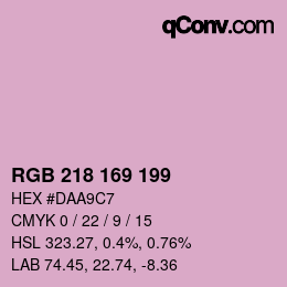 Código de color: RGB 218 169 199 | qconv.com