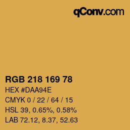颜色代码: RGB 218 169 78 | qconv.com