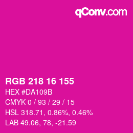 颜色代码: RGB 218 16 155 | qconv.com