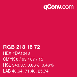 Color code: RGB 218 16 72 | qconv.com