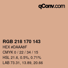 Color code: RGB 218 170 143 | qconv.com