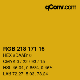 カラーコード: RGB 218 171 16 | qconv.com